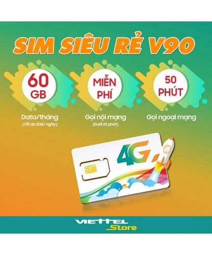 SIM VIETTEL V90 (2G tốc độ cao/Ngày)